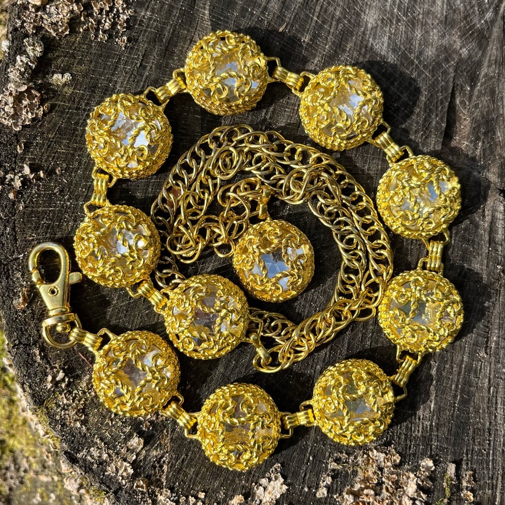 Gold-toned Gemstone Chain Belt Boho Beach Summer Glam